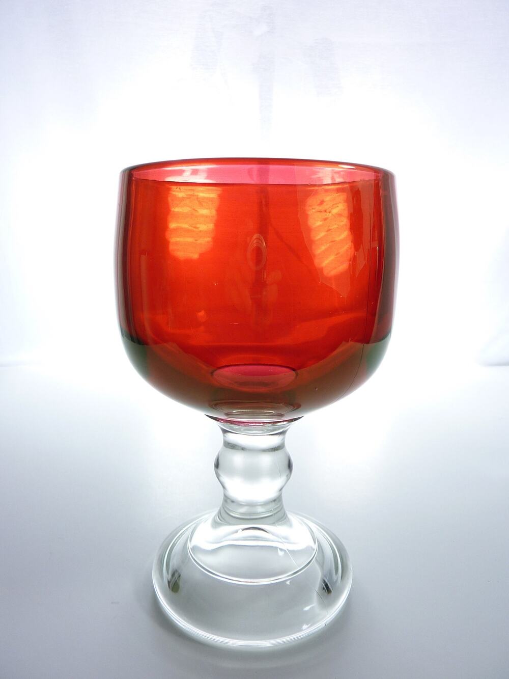Vintage Glass Cup Ruby Flash Goblet Candy Nut Dish